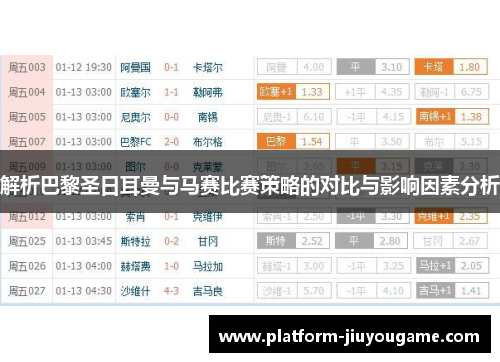 解析巴黎圣日耳曼与马赛比赛策略的对比与影响因素分析